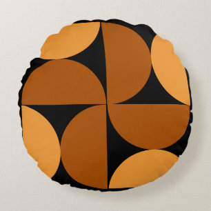 Mid-Century Modern Burnt Clay and Mocha Round Cushion