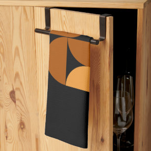 Mid-Century Modern Burnt Clay and Mocha   Tea Towel