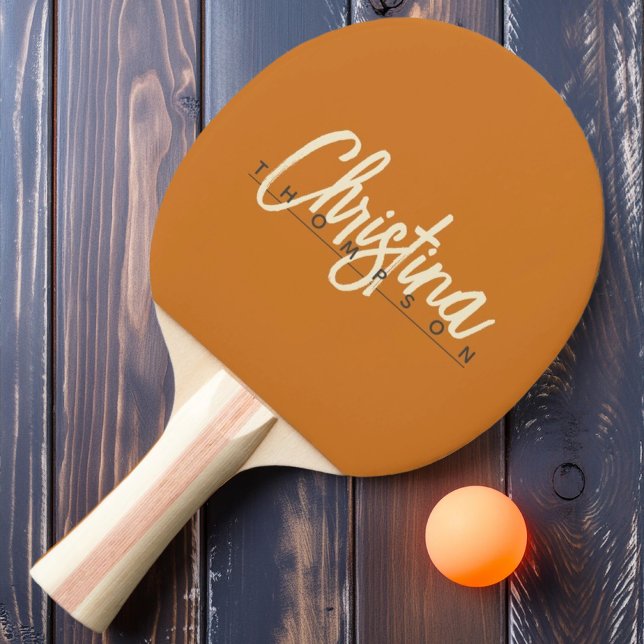 Mid-Century Modern Burnt Honey Painted Name Ping Pong Paddle (Creator Uploaded)
