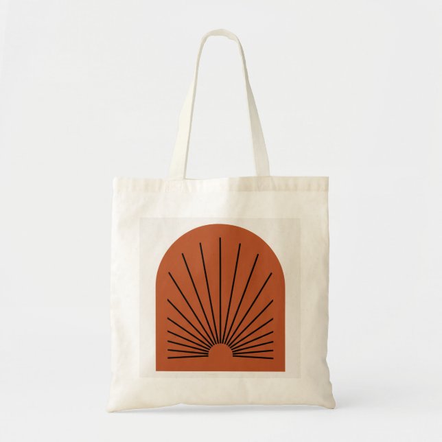 Mid Century Modern Burnt Orange Geometric Arch Art Tote Bag (Front)