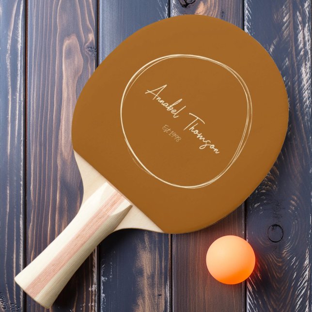 Mid-Century Modern Burnt Sand with Name  Ping Pong Paddle (Creator Uploaded)