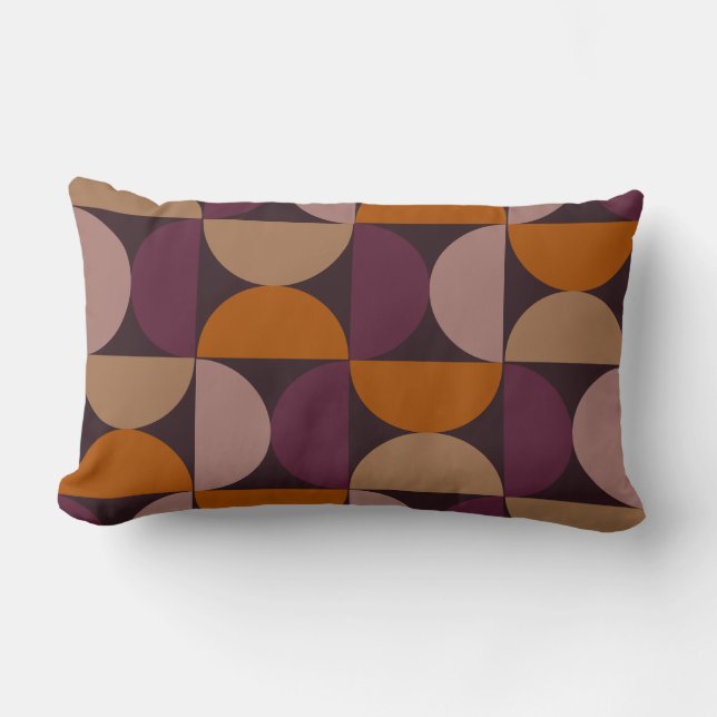 Mid-Century Modern Burnt Wine Eclipse   Lumbar Cushion (Front)