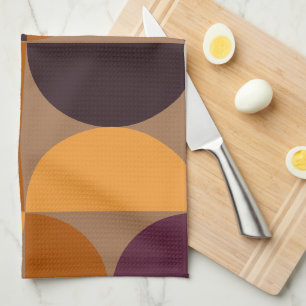 Mid-Century Modern Burnt Wine Eclipse Tea Towel