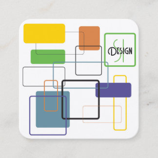 Mid Century Modern Burst of Colour Square Business Card