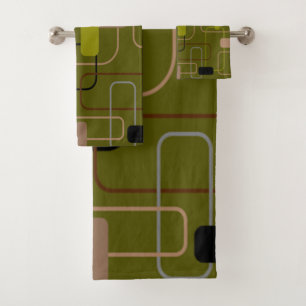Mid-Century Modern Camouflauge Bath Towel Set