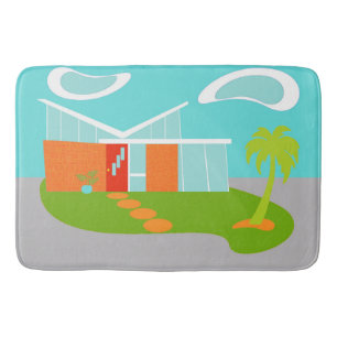 Mid Century Modern Cartoon House Bath Mat