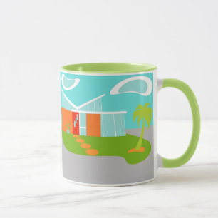 Mid Century Modern Cartoon House Mug