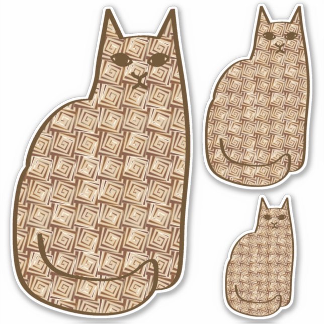 Mid-Century Modern Cat, Beige and Light Brown (Front)