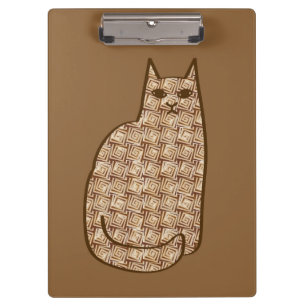 Mid-Century Modern Cat, Beige and Light Brown Clipboard