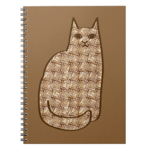 Mid-Century Modern Cat, Beige and Light Brown Notebook