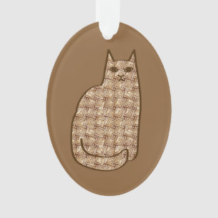 Mid-Century Modern Cat, Beige and Light Brown Ornament