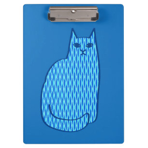 Mid-Century Modern Cat, Cobalt and Light Blue Clipboard