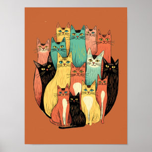 Mid-Century Modern Cat Collective Poster