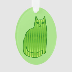 Mid-Century Modern Cat, Lime and Emerald Green   Ornament