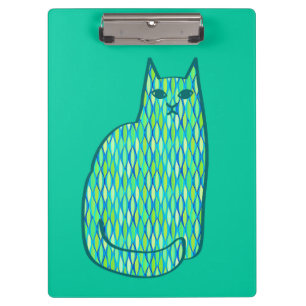 Mid-Century Modern Cat, Mint and Lime Green Clipboard