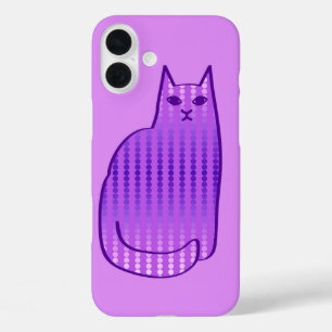 Mid-Century Modern Cat, Orchid and Purple iPhone 16 Plus Case
