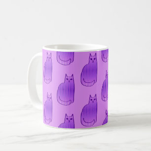 Mid-Century Modern Cat, Orchid and Purple Coffee Mug