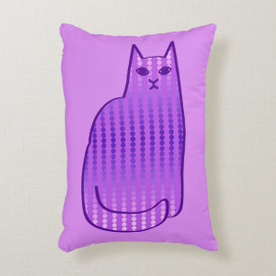 Mid-Century Modern Cat, Orchid and Purple Decorative Cushion