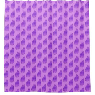 Mid-Century Modern Cat, Orchid and Purple Shower Curtain