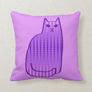 Mid-Century Modern Cat, Orchid and Violet Purple Cushion