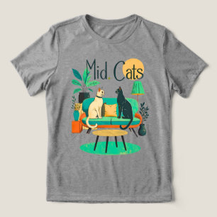 Mid-Century Modern Cats at Home Tri-Blend Shirt