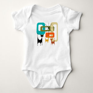 Mid-century Modern Cats Baby Bodysuit