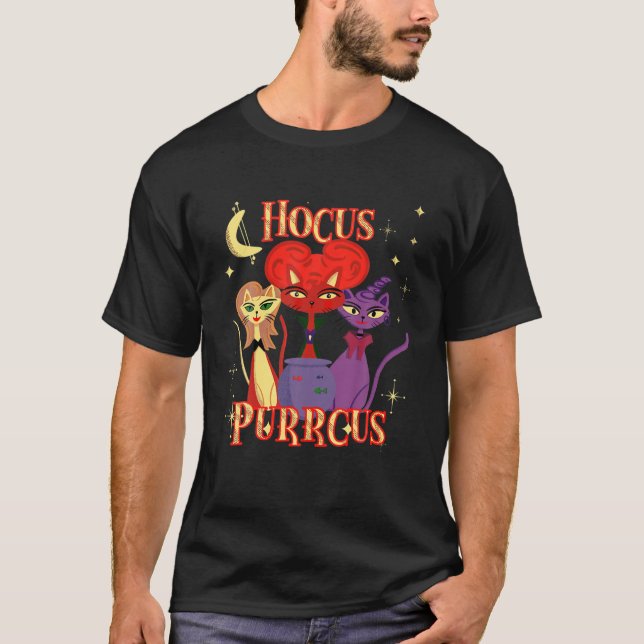 Mid-Century Modern Cats Funny Witch Halloween Hocu T-Shirt (Front)