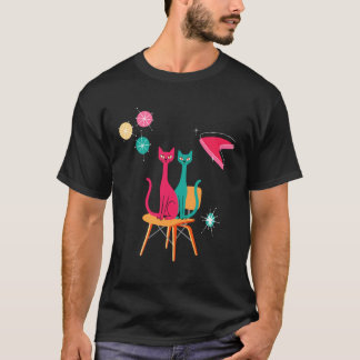 Mid Century Modern Cats Midcentury Decor Space Age T-Shirt