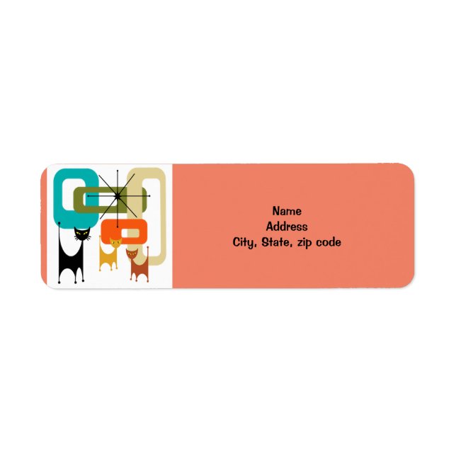 Mid-century Modern Cats Return Address Label (Front)