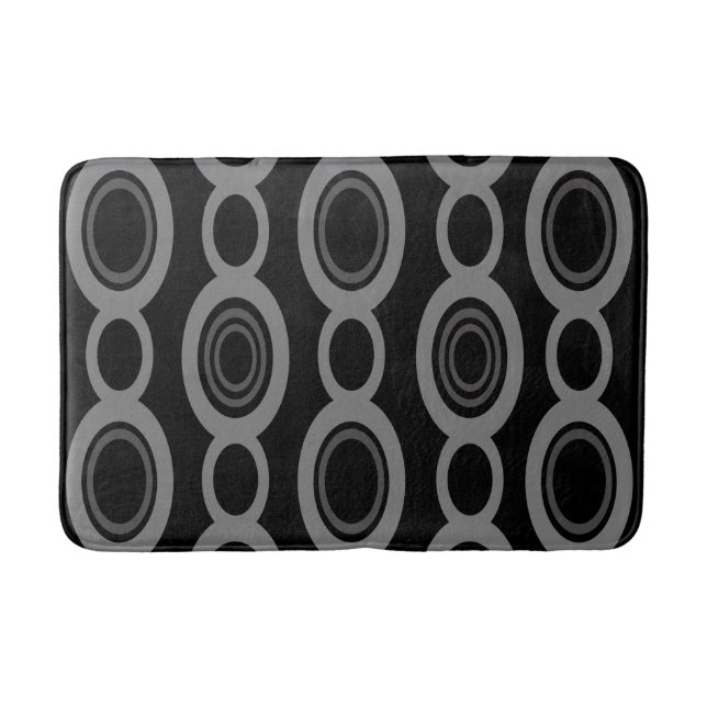 Mid Century Modern Chain Links Black Bath Mat (Front)