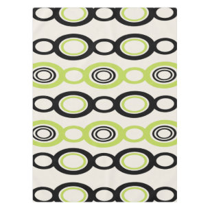 Mid Century Modern Chain Links Black Chartreuse Tablecloth