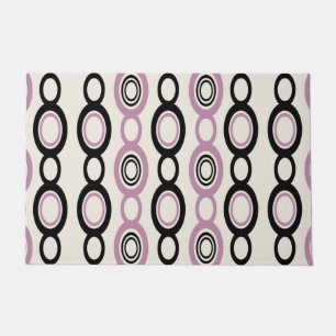 Mid Century Modern Chain Links Black Mauve Doormat