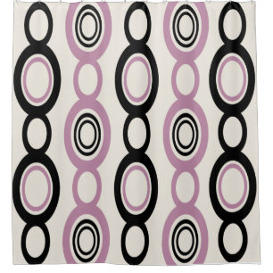 Mid Century Modern Chain Links Black Mauve Shower Curtain