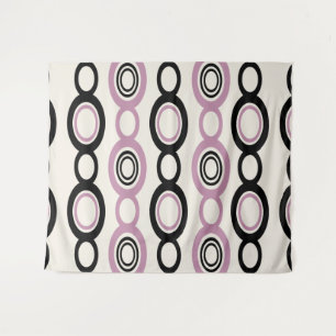 Mid Century Modern Chain Links Black Mauve Tapestry