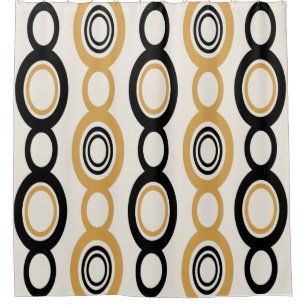 Mid Century Modern Chain Links Black Orange Shower Curtain