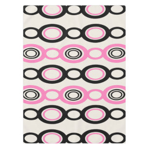 Mid Century Modern Chain Links Black Pink Tablecloth