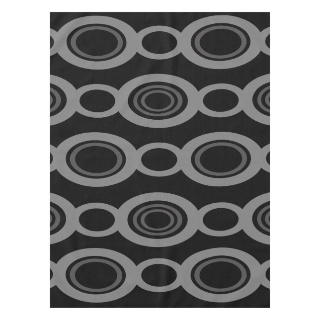 Mid Century Modern Chain Links Black Tablecloth (Front)