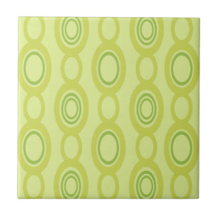 Mid Century Modern Chain Links Chartreuse Ceramic Tile