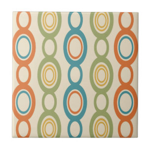 Mid Century Modern Chain Links Colourful Ceramic Tile