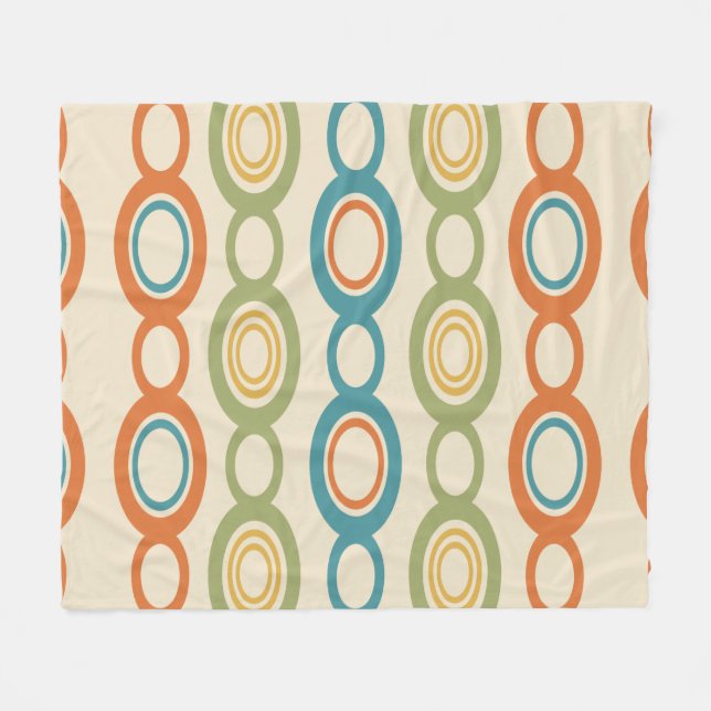Mid Century Modern Chain Links Colourful Fleece Blanket (Front (Horizontal))