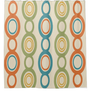Mid Century Modern Chain Links Colourful Shower Curtain