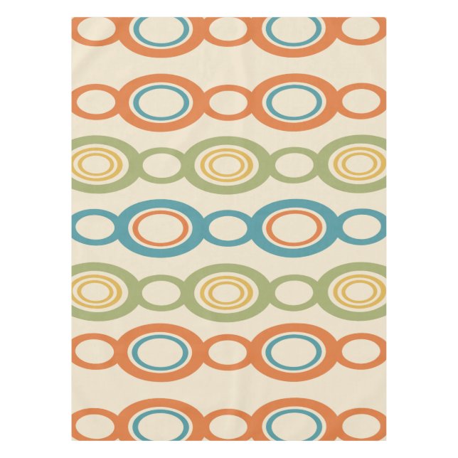 Mid Century Modern Chain Links Colourful Tablecloth (Front)
