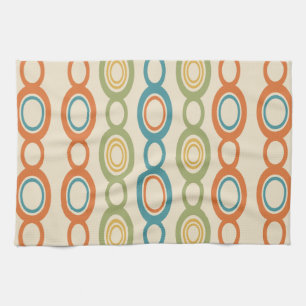 Mid Century Modern Chain Links Colourful Tea Towel