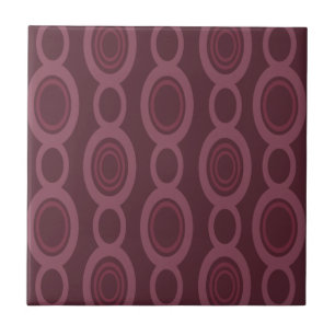 Mid Century Modern Chain Links Maroon Ceramic Tile