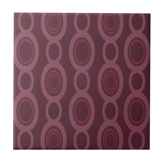 Mid Century Modern Chain Links Maroon Ceramic Tile (Front)