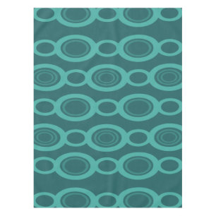 Mid Century Modern Chain Links Teal Tablecloth