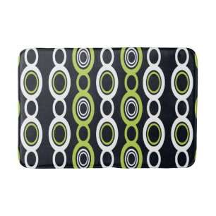Mid Century Modern Chain Links White Chartreuse Bath Mat