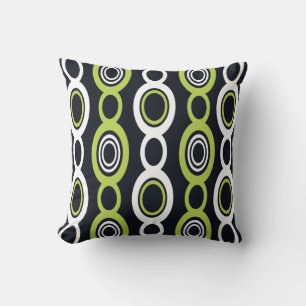 Mid Century Modern Chain Links White Chartreuse Cushion