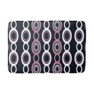 Mid Century Modern Chain Links White Mauve Bath Mat
