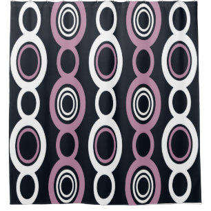Mid Century Modern Chain Links White Mauve Shower Curtain